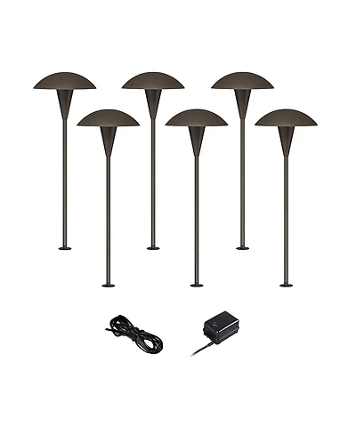 John Timberland Mushroom 18" High Mid Century Modern 8-Piece Outdoor Landscape Lighting Set Porch Led Bulb