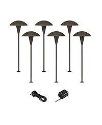 John Timberland Mushroom 18" High Mid Century Modern 8-Piece Outdoor Landscape Lighting Set Porch Led Bulb