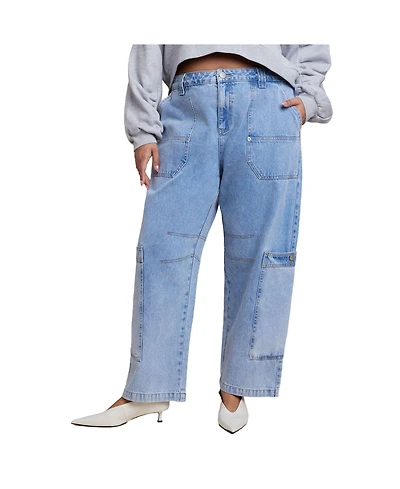 Eloquii Women's Low Rise Pocket Detail Loose Jean