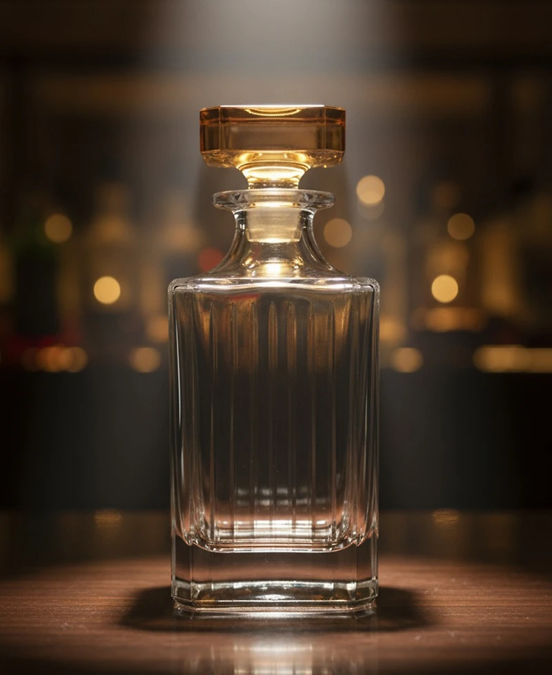 Classic Touch Square Liquor Bottle, 7.4"