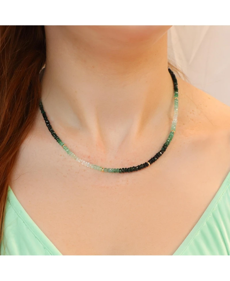 The Lovery Emerald Ombre Bead Necklace 14K Yellow Gold