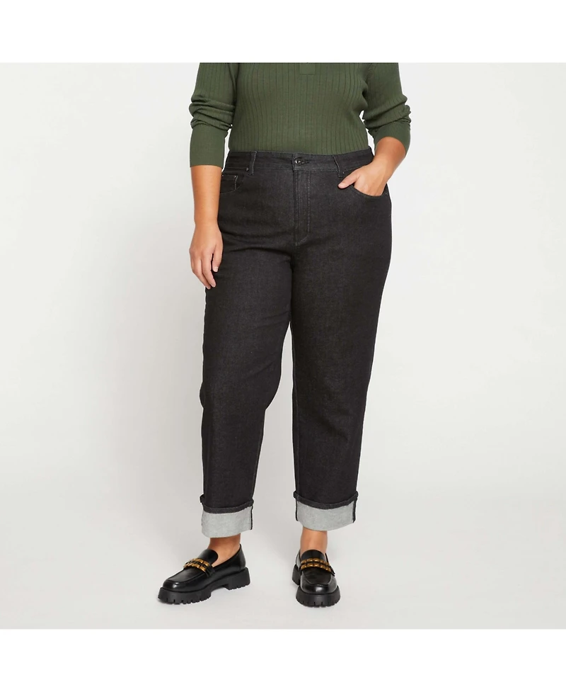 Universal Standard Women's Stevie High Rise Cuffed Straight Leg Jeans