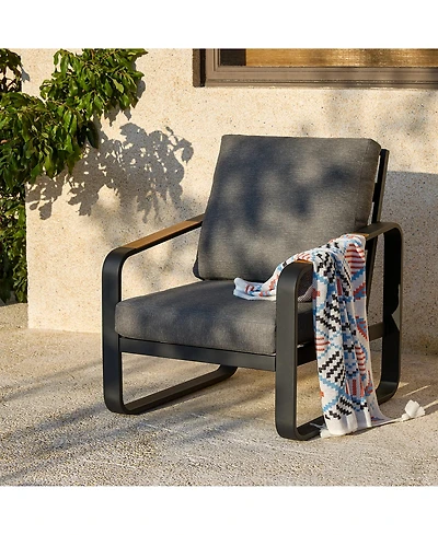 Tribesigns Outdoor Single Patio Sofa with Removable Cushions, Metal Frame Patio Sofa Chair with Thick Cushions for Patio, Balcony, Garden