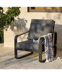 Tribesigns Outdoor Single Patio Sofa with Removable Cushions, Metal Frame Patio Sofa Chair with Thick Cushions for Patio, Balcony, Garden