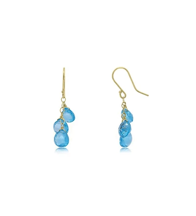 The Lovery Blue Topaz Bead Dangle Earrings 14K Gold