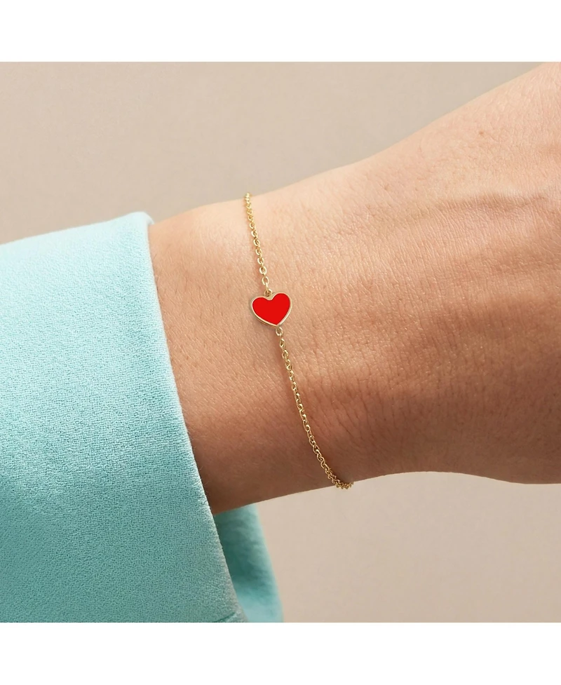 The Lovery Mini Coral Single Heart Bracelet 14K Gold