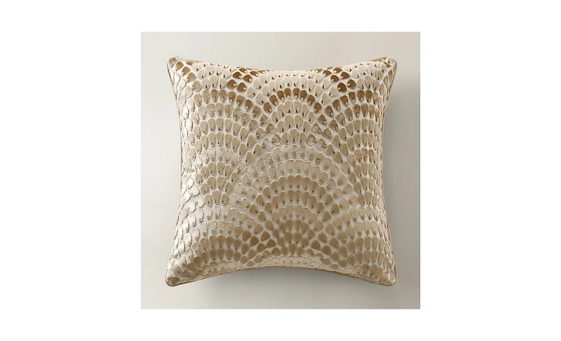 Deco Velvet Fan Pillow 22" - Gold/Blush