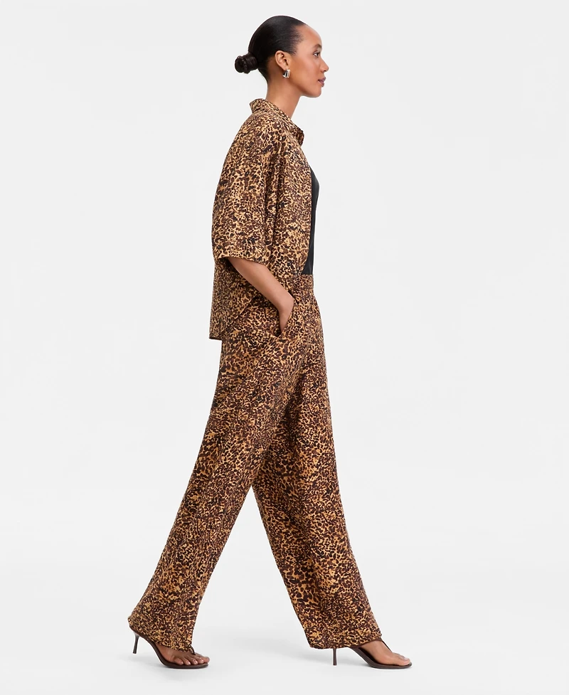 I.n.c. International Concepts Women's Animal-Print High Rise Wide-Leg Pants, Macy's Exclusive