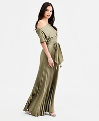 Betsy & Adam Women's One-Shoulder Pleated Gown