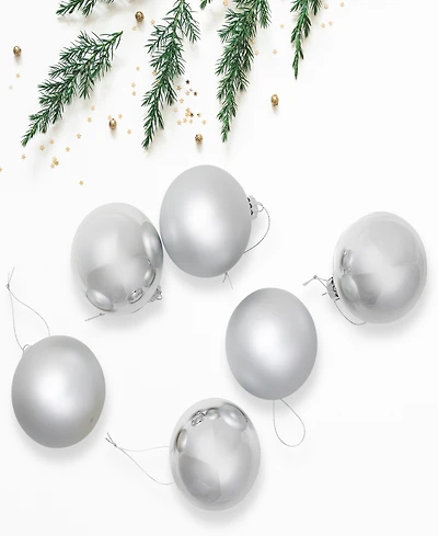 Northlight 6-Piece Shiny and Matte Silver Glass Ball Christmas Ornament Set 3.25" 80mm