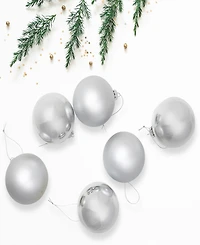 Northlight 6-Piece Shiny and Matte Silver Glass Ball Christmas Ornament Set 3.25" 80mm