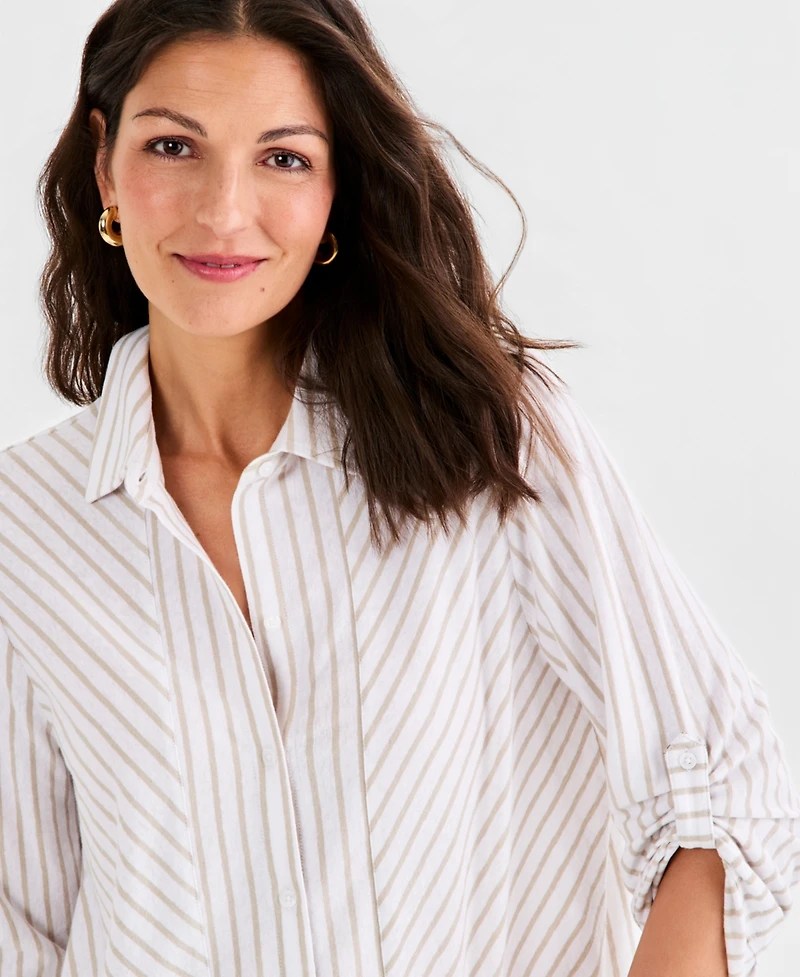 Style & Co Petite Collared Neck Button-Down Top, Macy's Exclusive