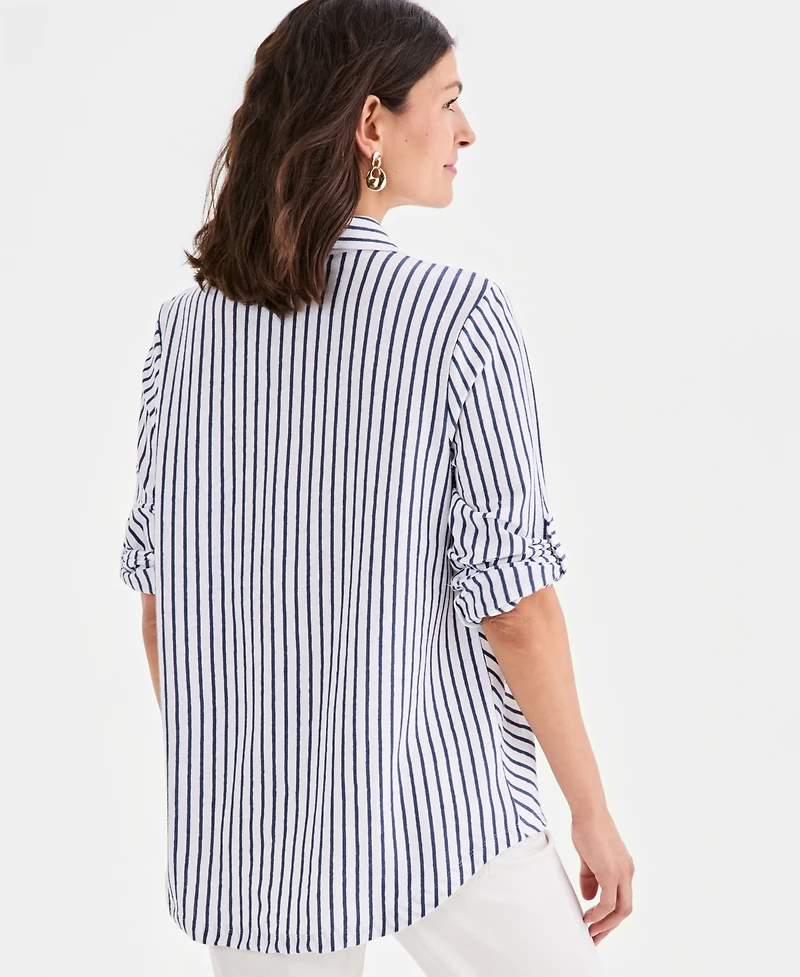 Style & Co Petite Collared Neck Button-Down Top, Macy's Exclusive