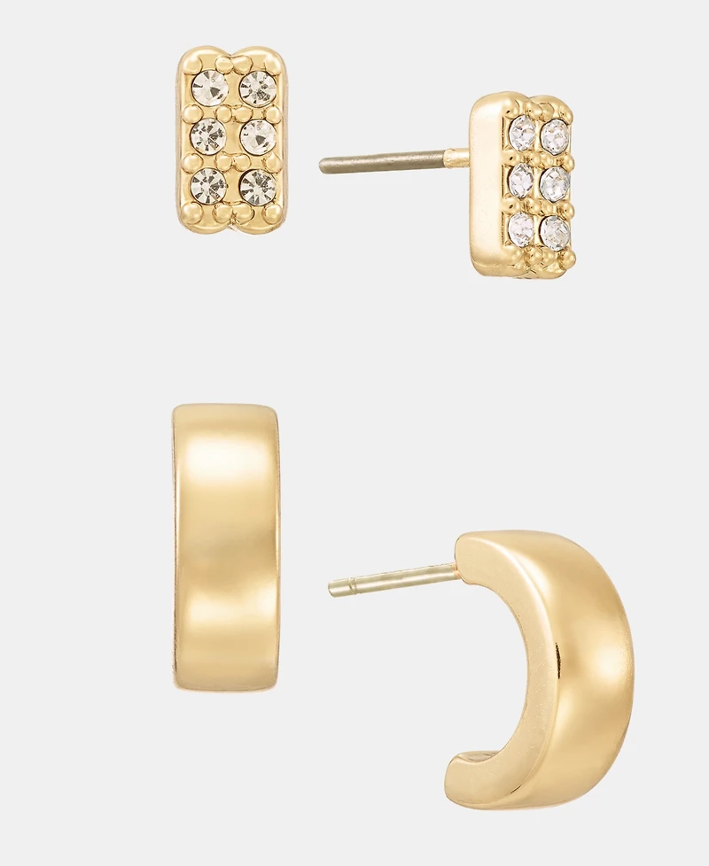 Lauren Ralph Lauren 2-Pc. Set Pave Stud & C-Hoop Earrings Set
