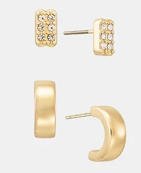 Lauren Ralph Lauren 2-Pc. Set Pave Stud & C-Hoop Earrings Set