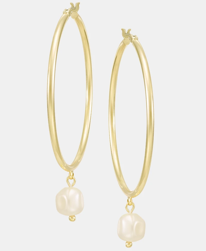 Lauren Ralph Lauren Imitation Pearl Charm Hoop Earrings