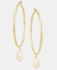 Lauren Ralph Lauren Imitation Pearl Charm Hoop Earrings