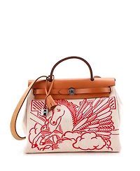 Pre-Owned HERMES 31 Herbag Zip Pegase Pop Toile and Leather