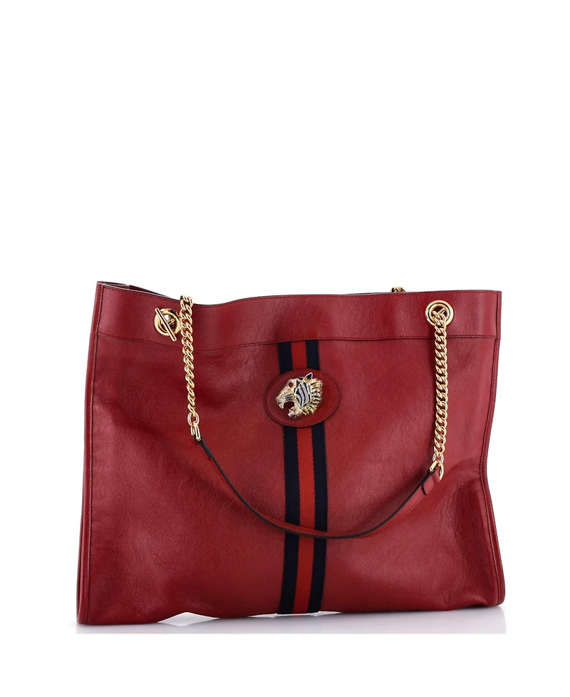Pre-Owned Gucci Large Rajah Chain Tote Leather