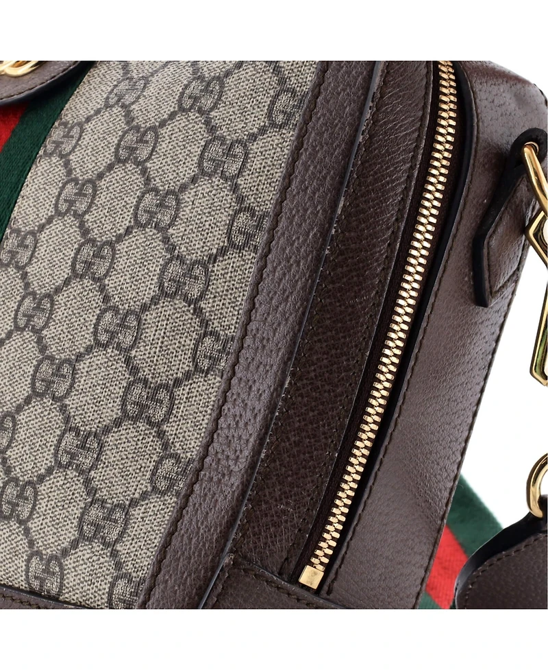 Pre-Owned Gucci Small Ophidia Zip Around Camera Bag Gg Coated Canvas