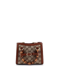Pre-Owned Gucci Mini Diana Nm Bamboo Handle Tote Crystal Embellished Gg Canvas