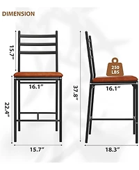 gaomon Set of 4 Counter Height Barstools with Footrest and Back, Modern Upholstered Chairs, Metal Bar Stools