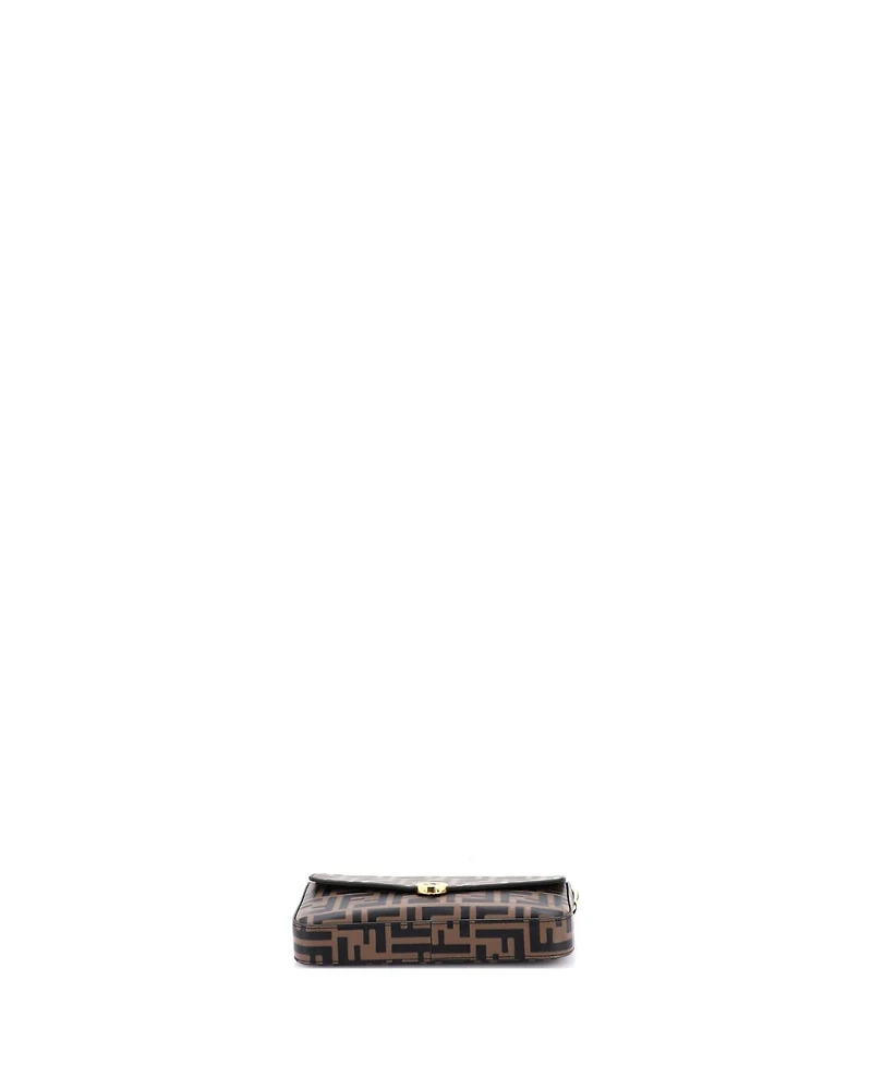 Pre-Owned Fendi F is Fendi Envelope Clutch on Chain Zucca Embossed Leather