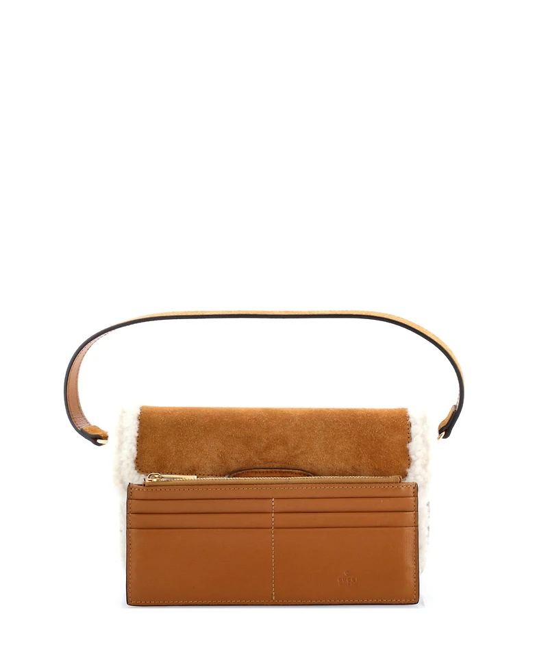 Pre-Owned Gucci Mini Horsebit 1955 Shoulder Bag Suede with Shearling