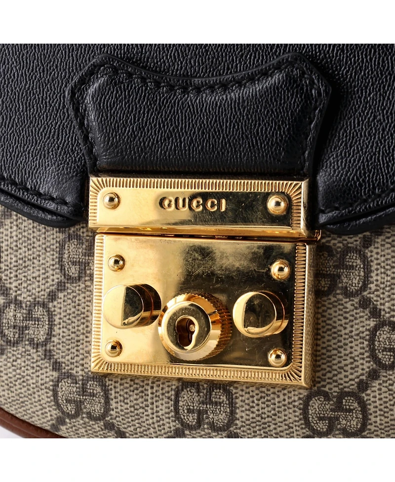 Pre-Owned Gucci Small Padlock Saddle Shoulder Bag Gg Coated Canvas and Leather