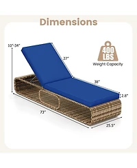 Gymax Chaise Lounge Chair w/ Adjustable Backrest Cushion and Storage Outdoor