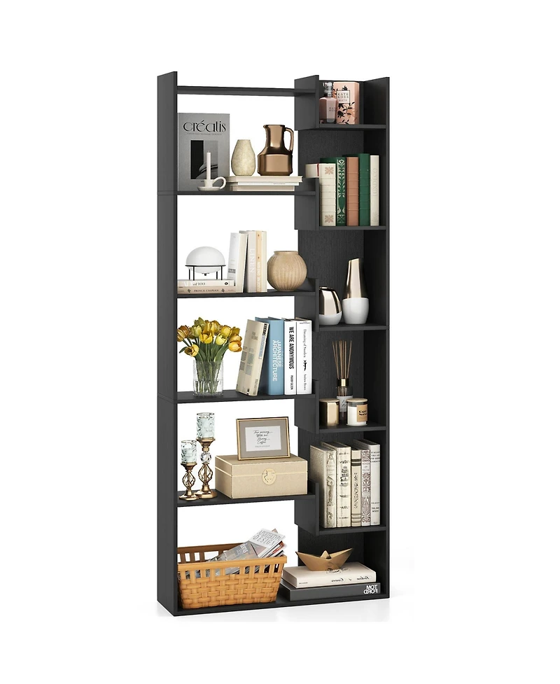 Slickblue 6-Tier Bookshelf Wooden Bookcase with 2 Anti-Tipping Kits Open Display