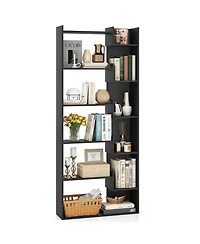 Slickblue 6-Tier Bookshelf Wooden Bookcase with 2 Anti-Tipping Kits Open Display