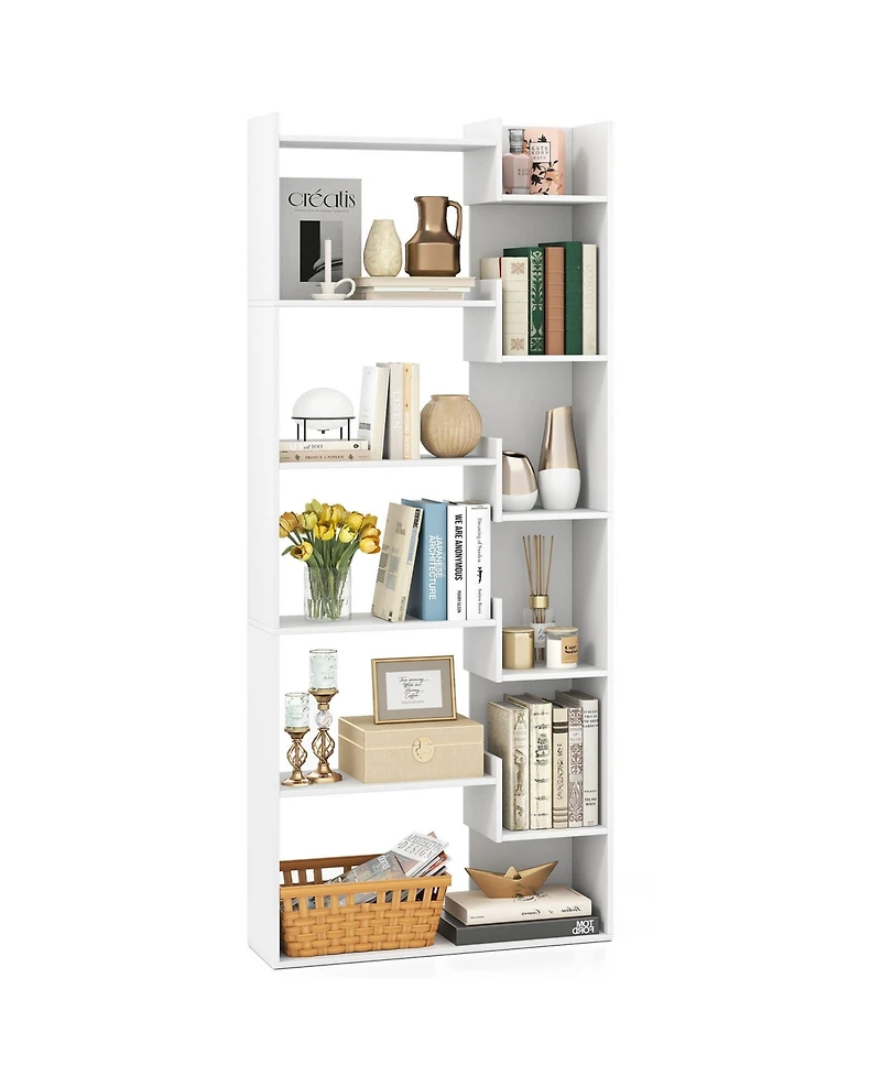 Slickblue 6-Tier Bookshelf Wooden Bookcase with 2 Anti-Tipping Kits Open Display