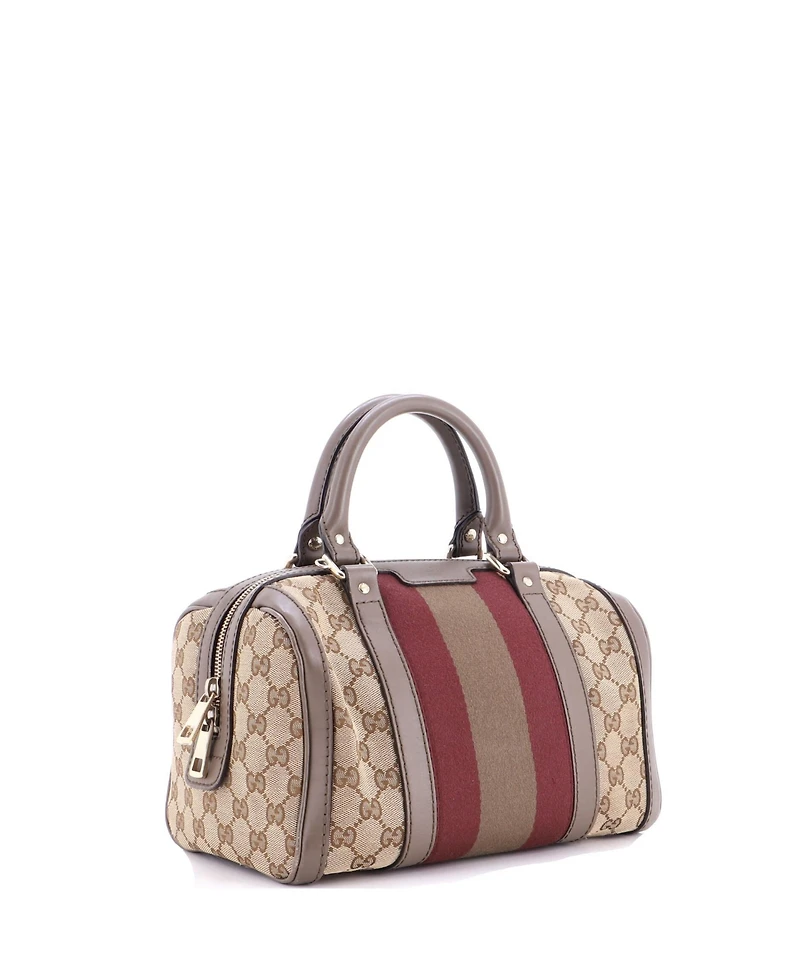 Pre-Owned Gucci Small Vintage Web Boston Bag Gg Canvas