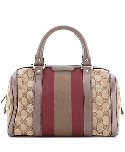 Pre-Owned Gucci Small Vintage Web Boston Bag Gg Canvas