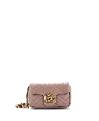 Pre-Owned Gucci Super Mini Gg Marmont Flap Bag Matelasse Leather