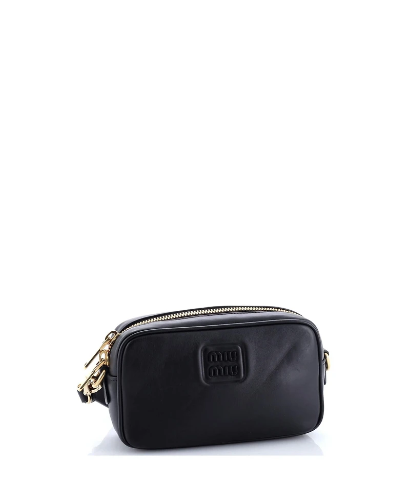 Pre-Owned Miu Miu Logo Embossed Camera Bag Leather