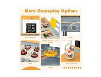 Hongge Fir Wood Play Kitchen with Picnic Table and Built-in Bench for Kids