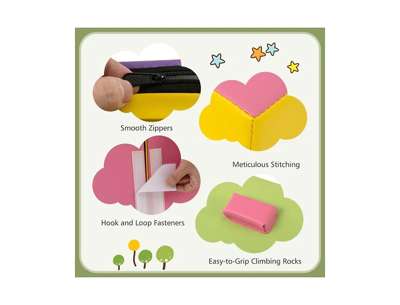 Hongge 6 Piece Foam Climbing Blocks with Hook and Loop Fasteners