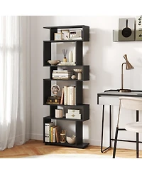 Slickblue 6-Tier Geometric Bookshelf with 2 Anti-Tipping Kits for Home