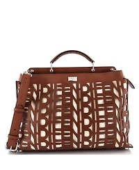 Pre-Owned Fendi Large Peekaboo Iconic Essential Bag Laser Cut Leather and Canvas