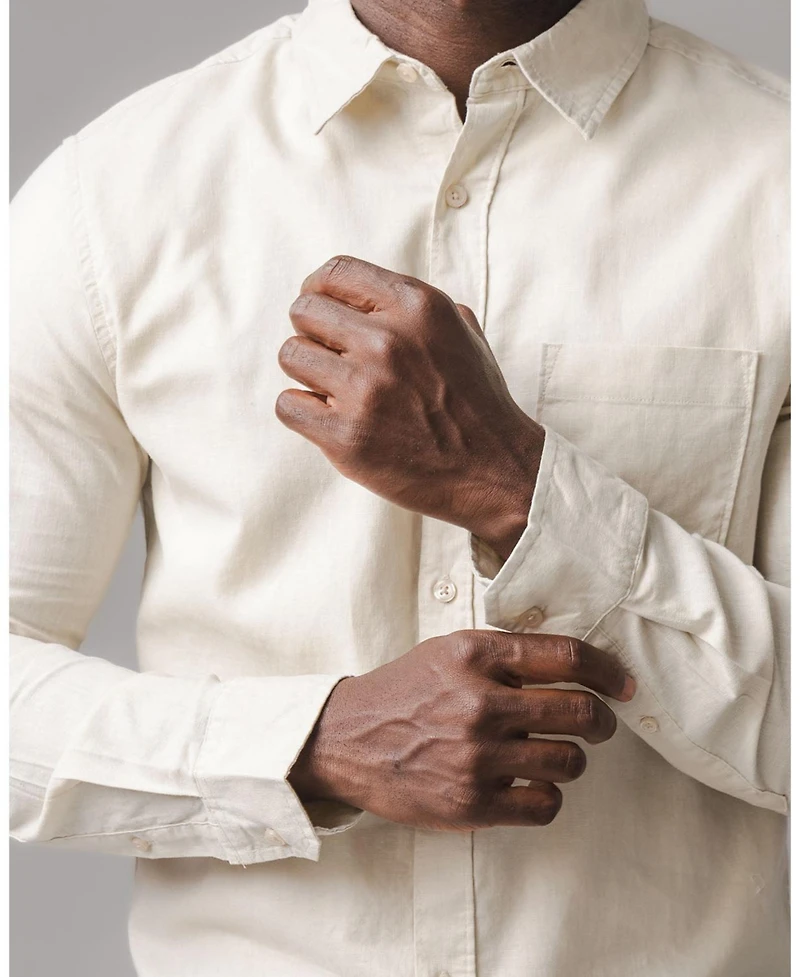 Hope & Henry Men's and Long Sleeve Solid Linen Shirt