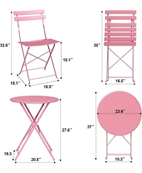gaomon 3-Piece Folding Bistro Set, 2 Chairs and 1 Table, Weather-Resistant Outdoor/Indoor Conversation Set