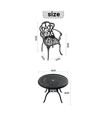 Clihome 5-Piece Outdoor Dining Set for 4, 39.37" Cast Aluminum Round Patio Table and Chairs