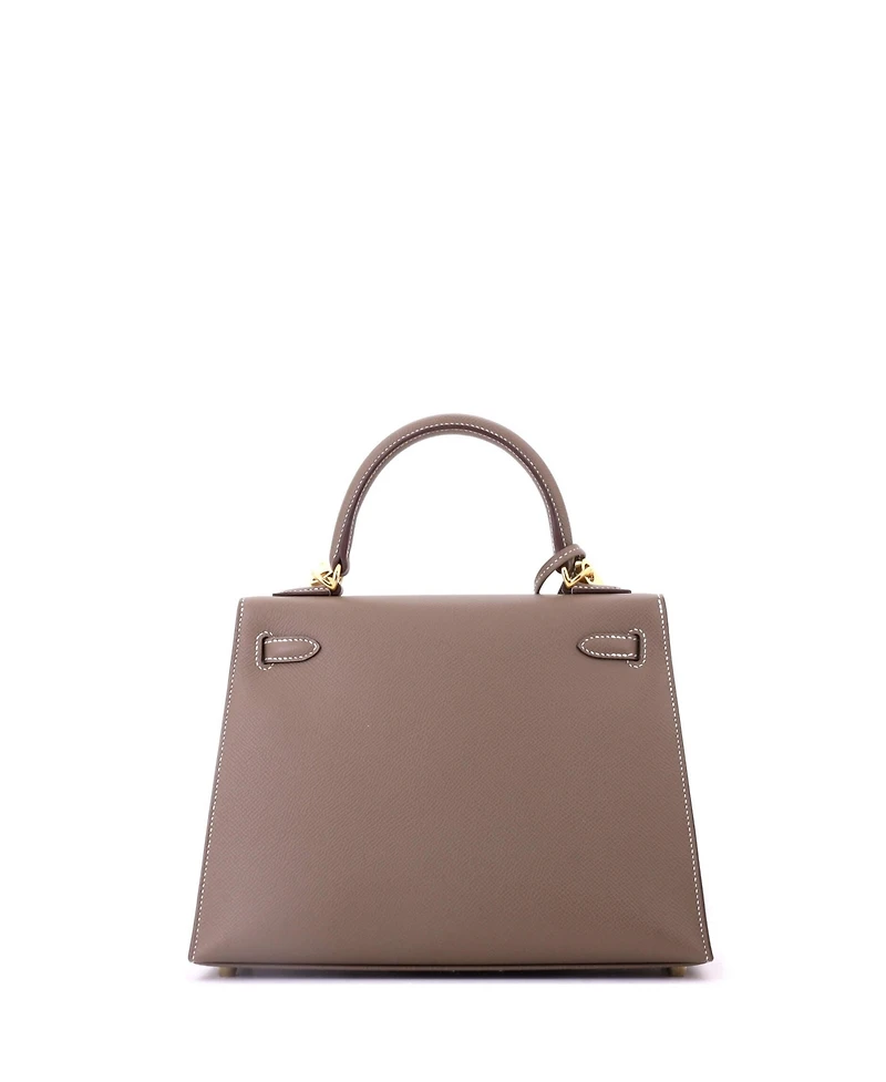 Pre-Owned HERMES Kelly 25 Handbag Grey Epsom with Gold Hardware