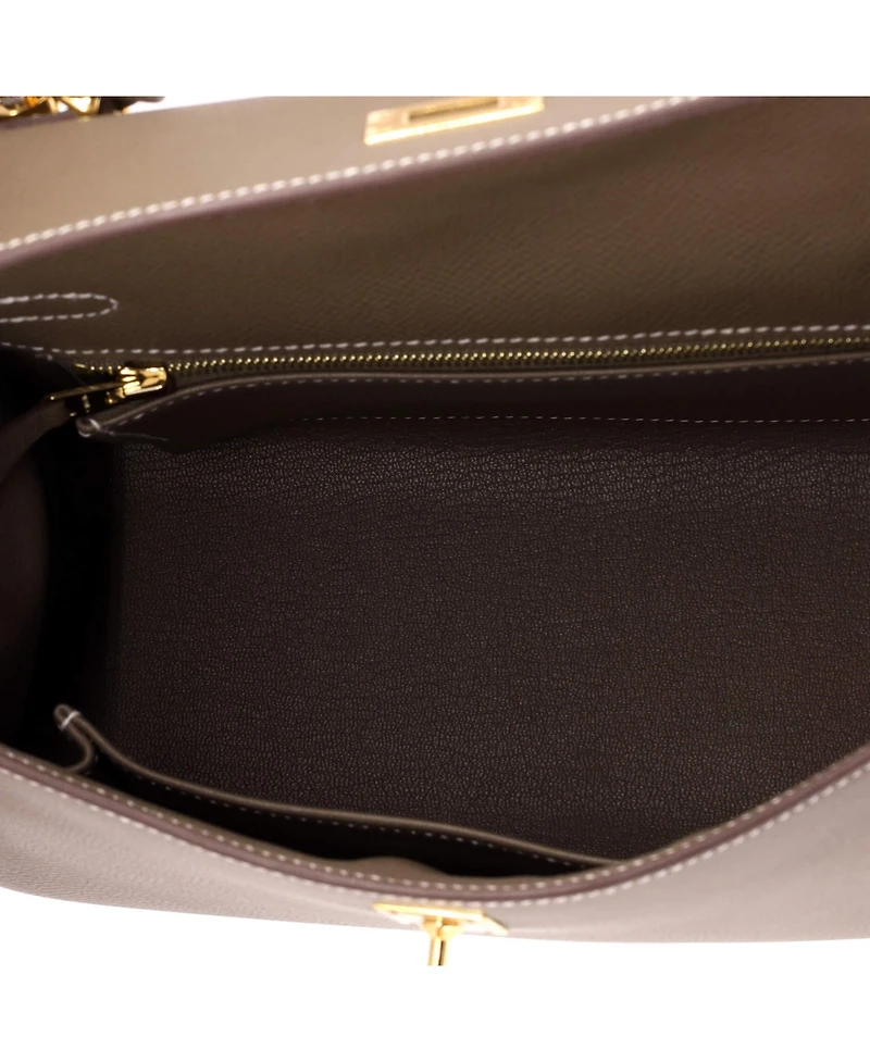 Pre-Owned HERMES Kelly 25 Handbag Grey Epsom with Gold Hardware