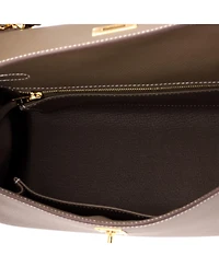 Pre-Owned HERMES Kelly 25 Handbag Grey Epsom with Gold Hardware