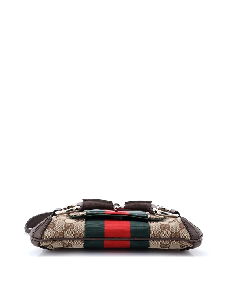 Pre-Owned Gucci Small Horsebit Nm Web Chain Clutch Gg Canvas