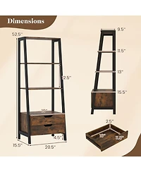 Slickblue Tall 4 Tier Ladder Shelf Bookcase with 2 Drawers Storage Organizer