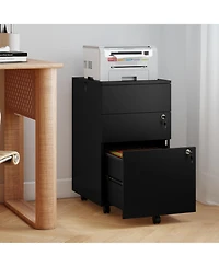 Sugift 3 Drawer Filing Cabinet Locking Pedestal Desk